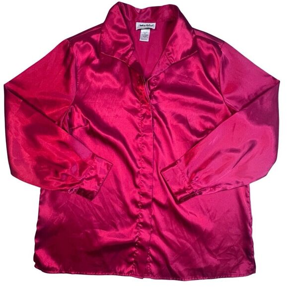 Vintage Anthony Richard’s Blouse Womens 14 Satin Button Up Preppy Holiday Top - Picture 5 of 10